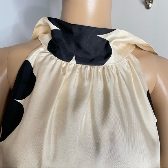 Elegant  & Classy Black and Cream Floral Dress 100% Silk - Size 10 - Picture 13 of 15